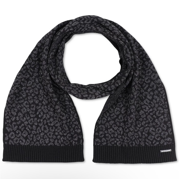 Michael Kors Metallic Leopard Scarf in Black and Gray Pattern - Picture 1 of 9